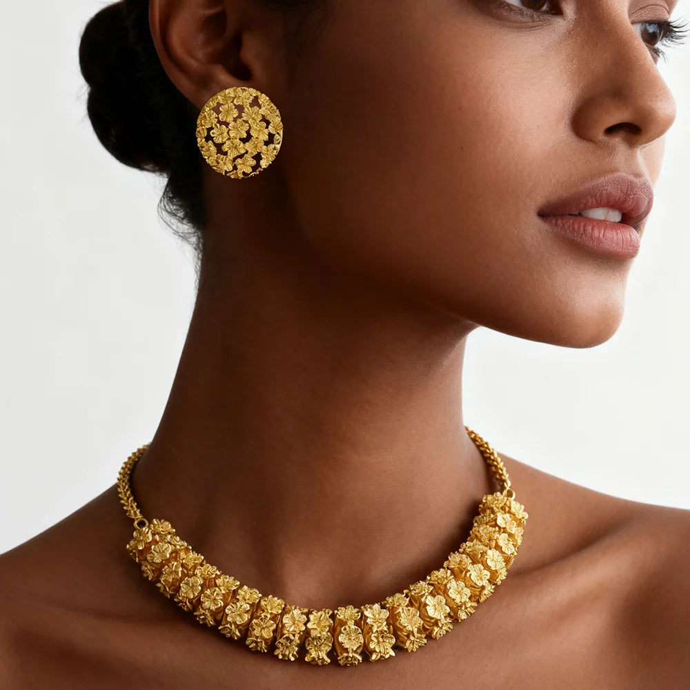 Vergoldete Ohrringe Ring Halsketten für Damen Luxus Gold Cuban Halsketten Set Hochwertige Designer Herren Damen Schmucksets Geschenk