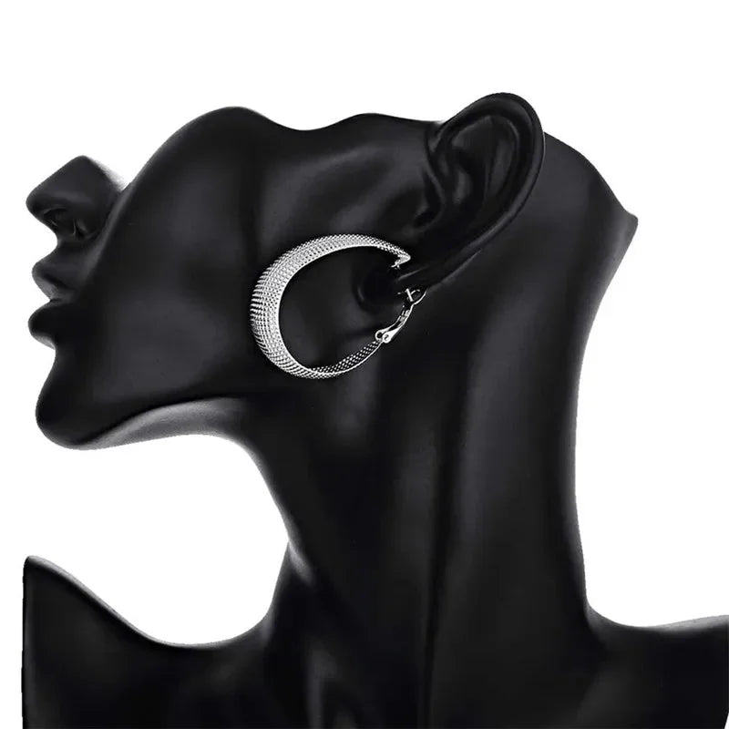 Neue 925 Sterling Silber Creolen für Damen, Hochzeitsgeschenk, Feiner Europäischer Schmuck, Weihnachtsgeschenk, Verlobungsfeier