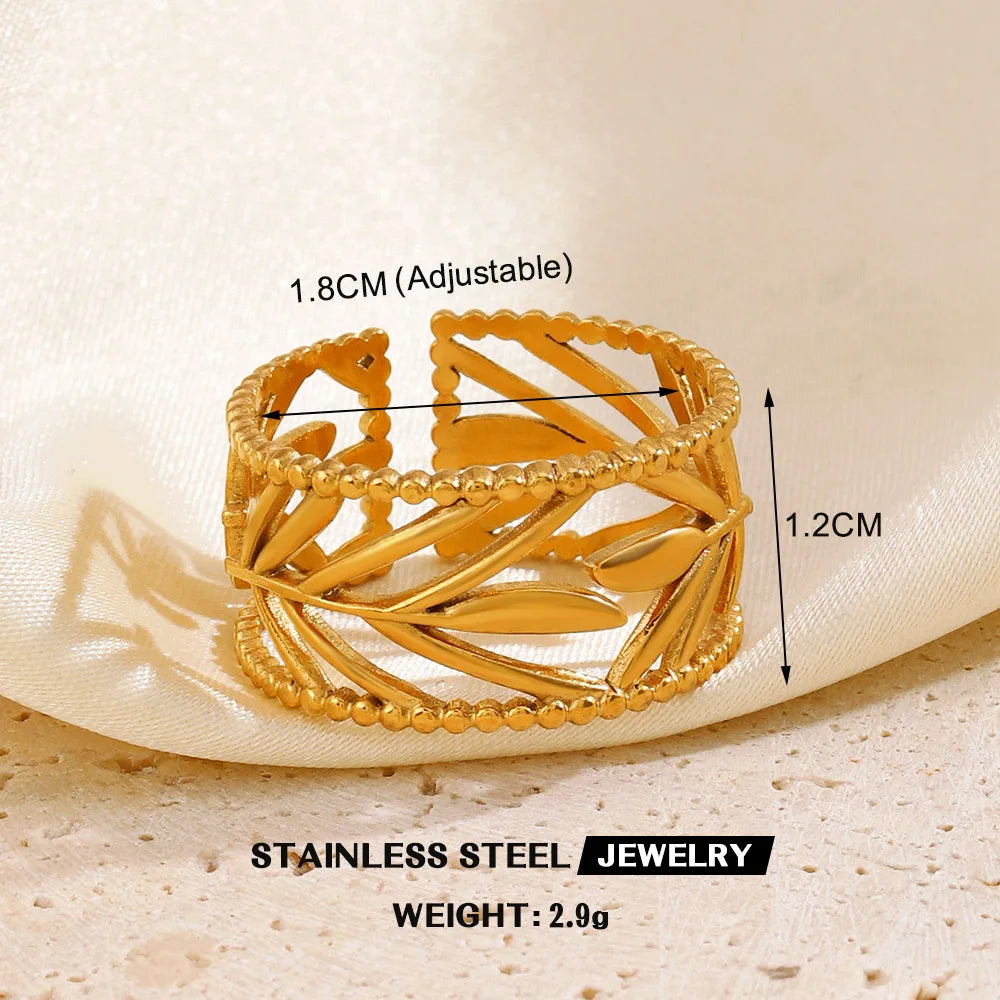1 Stück Edelstahl Goldfarben Ringe für Frauen Wasserdicht Geometrisch Offener Fingerring Mädchen Mode Alltag Schmuck Accessoires