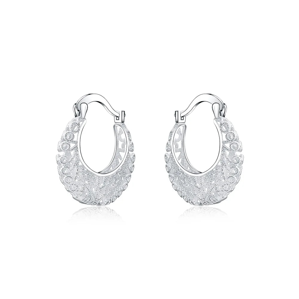 Heiß schöne 925 Sterling Silber hohl geschnitzte Ohrhänger für Frauen Retro Trend Party Schmuck Weihnachtsgeschenke Hochzeit