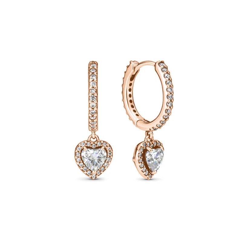 Neue S925 Silber Herz-Stein-Ohrstecker geeignet für Valentinstag, Muttertag, Jubiläumsgeschenk DIY Charm-Schmuck