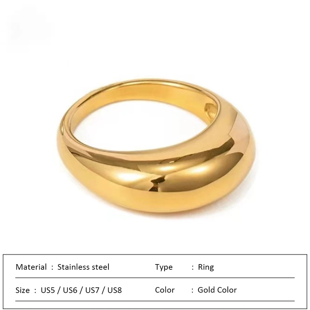 SUNIBI Anillos de Acero Inoxidable Sencillos de Moda para Mujer, Anillos de Arco, Joyería para Pareja, Anillo Geométrico de Aniversario Tallas 5 6 7 8