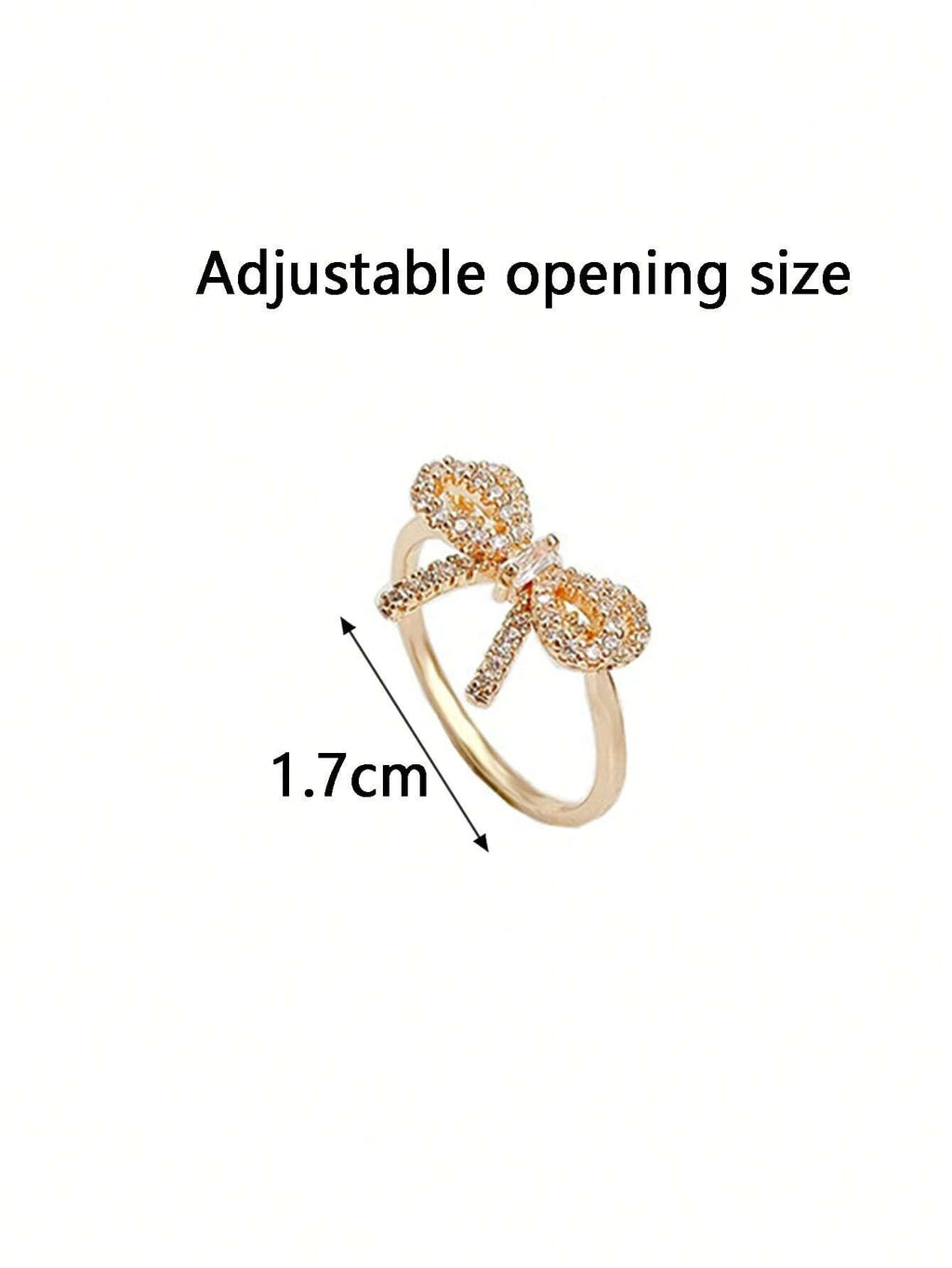 Yupsk Anillo de Lazo de Circón de Cristal Micropavé de Moda Coreana para Mujeres y Niñas Exquisito Anillo de Dedo Minimalista de Moda Ins Joyería