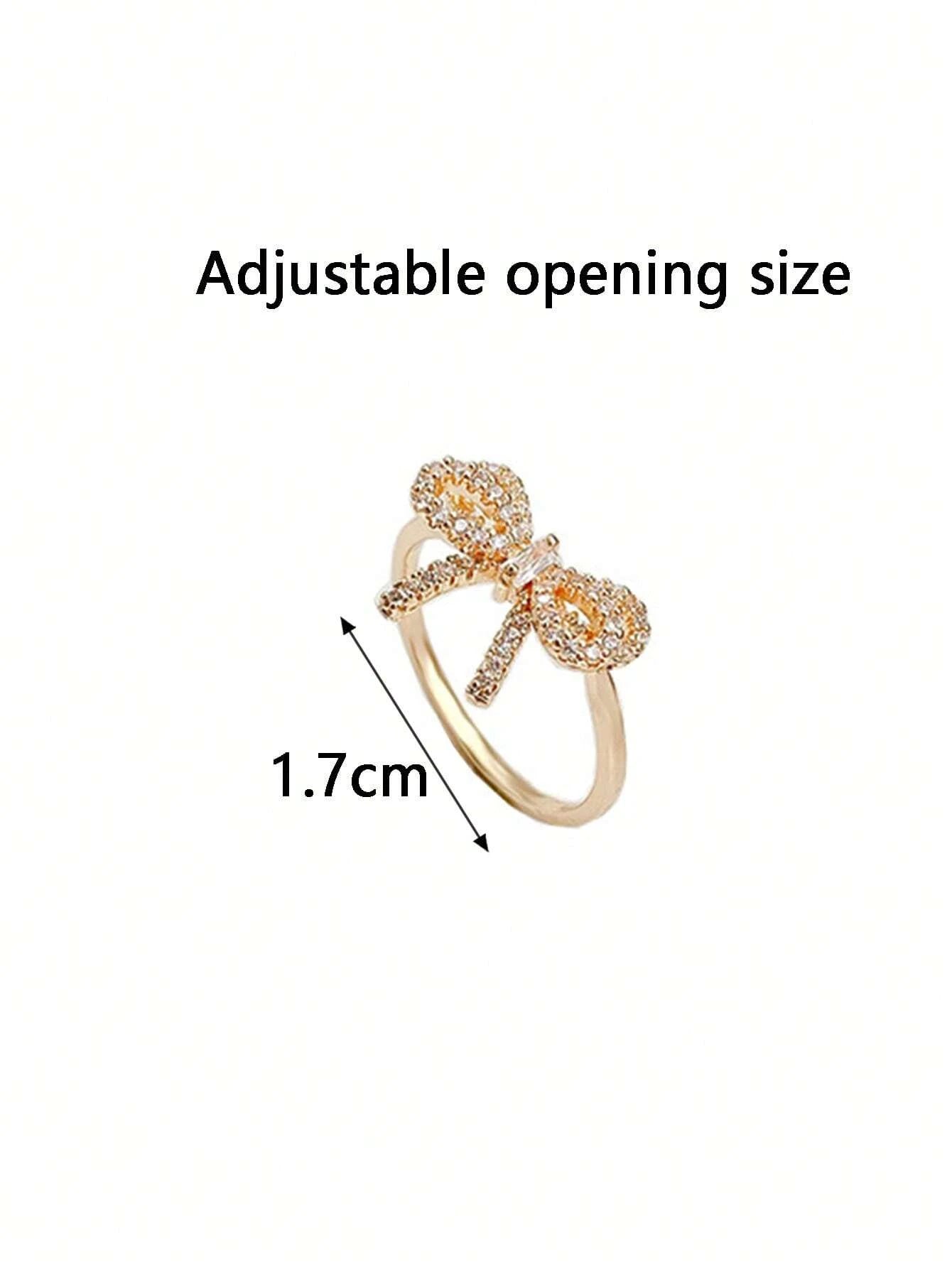Yupsk Koreanische Mode Mikropavé-Kristall Zirkonia Schleifenring für Frauen Mädchen Exquisite Ins Trendige Minimalistische Fingerringe Schmuck