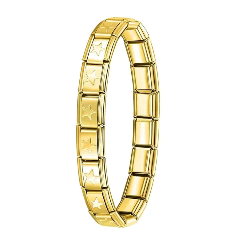 Hapiship Neue Damen Schmuck 9mm Breite Italienisches Elastisches Charm Armband Mode Edelstahl Armreif ST-