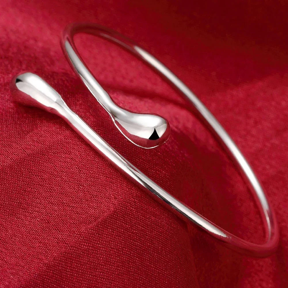 Trendige 925 Sterling Silber Armreifen Armband Anhänger Süße Offen für Frauen Mode Schmuck Verstellbare Größe Manschette Hochzeit Party