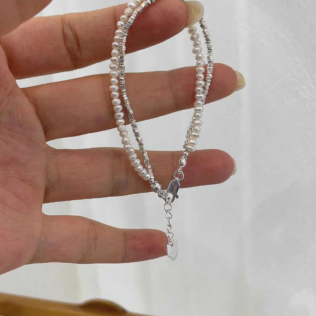 925 Silber Doppellagiges Perlenarmband für Damen Mädchen Design Perlen Schmuck