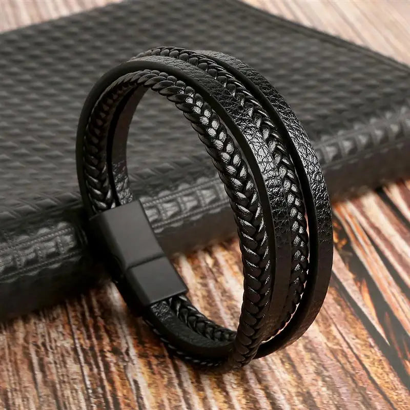 Klassisches Herren Lederarmband Neuer Stil Handgewebt Mehrschichtige Kombination Accessoire Mode Herrenschmuck Großhandel Dropshipping