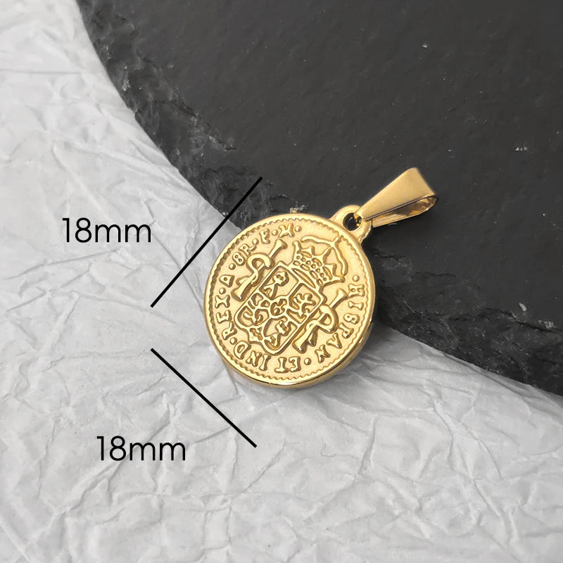 Acero Inoxidable Vendimia Redondo Retrato Moneda San Miguel Brújula Colgantes Encanto Para Mujer Fabricación de Collares Joyería DIY
