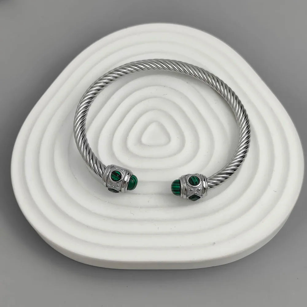 Originales Armband aus Stahldraht, gedreht, mit Saphir, aus Edelstahl, für Damen, wasserdicht und rostfrei, Partnerarmband