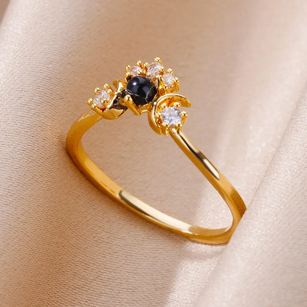 Goldfarbener Edelstahlring für Frauen Bunter Zirkonia Herz Öffnender verstellbarer Ring Modeschmuck Hochzeitsgeschenk