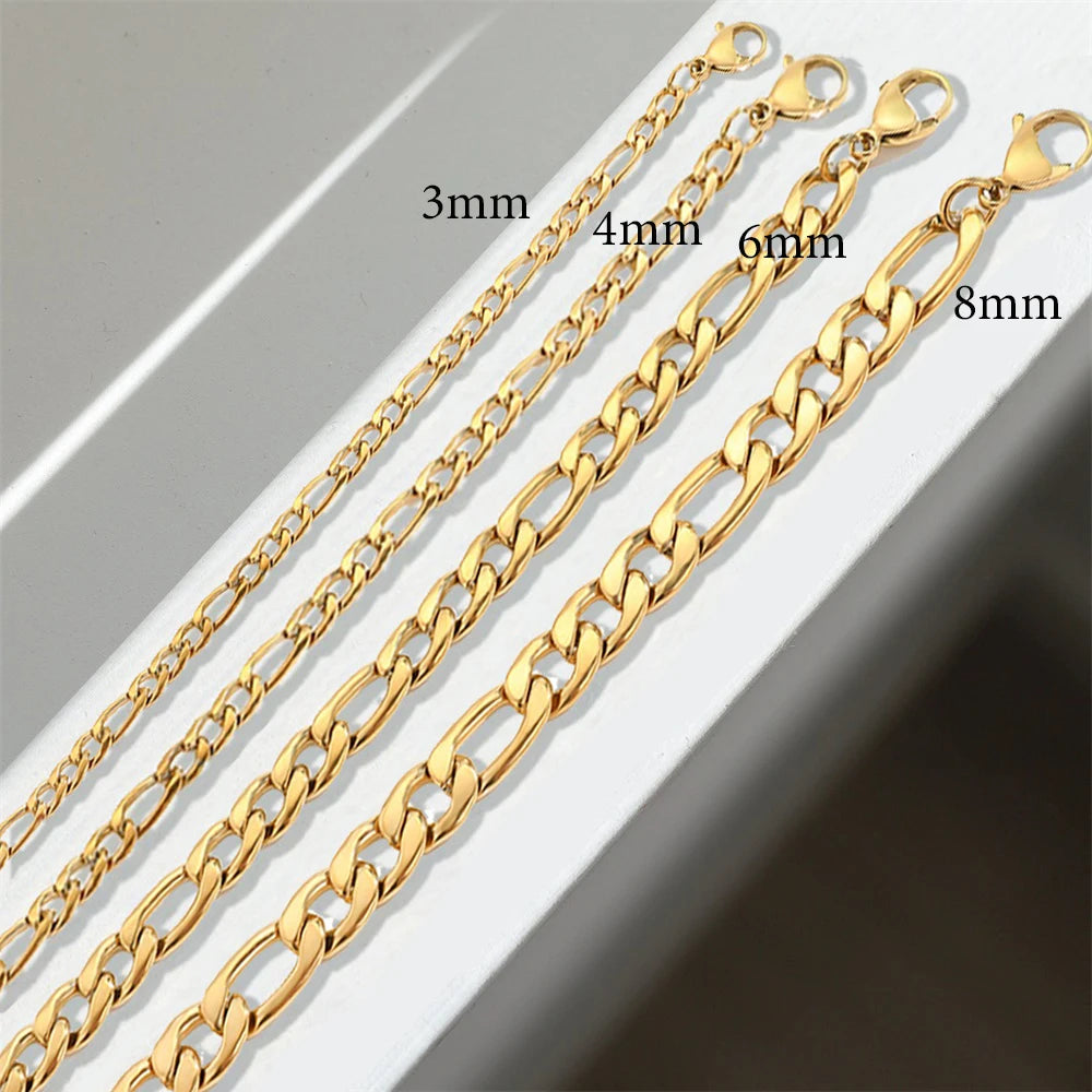 SUNIBI Edelstahlarmband für Damen Goldfarbe Charm Fashion Figaro Gliederkette Armbänder Schmuck Großhandel/Dropshipping