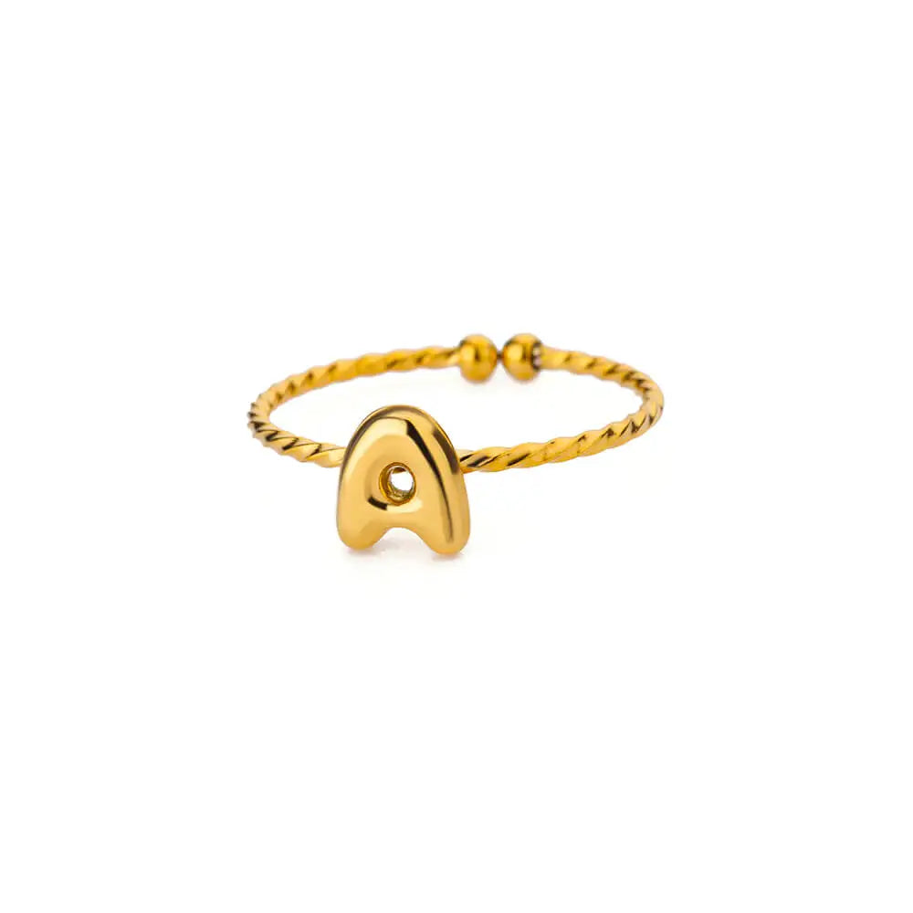 Süße klobige Initialenringe für Frauen, goldfarbener Edelstahl A-Z Buchstaben verstellbarer Ring, ästhetischer Hochzeitsschmuck, Geschenk