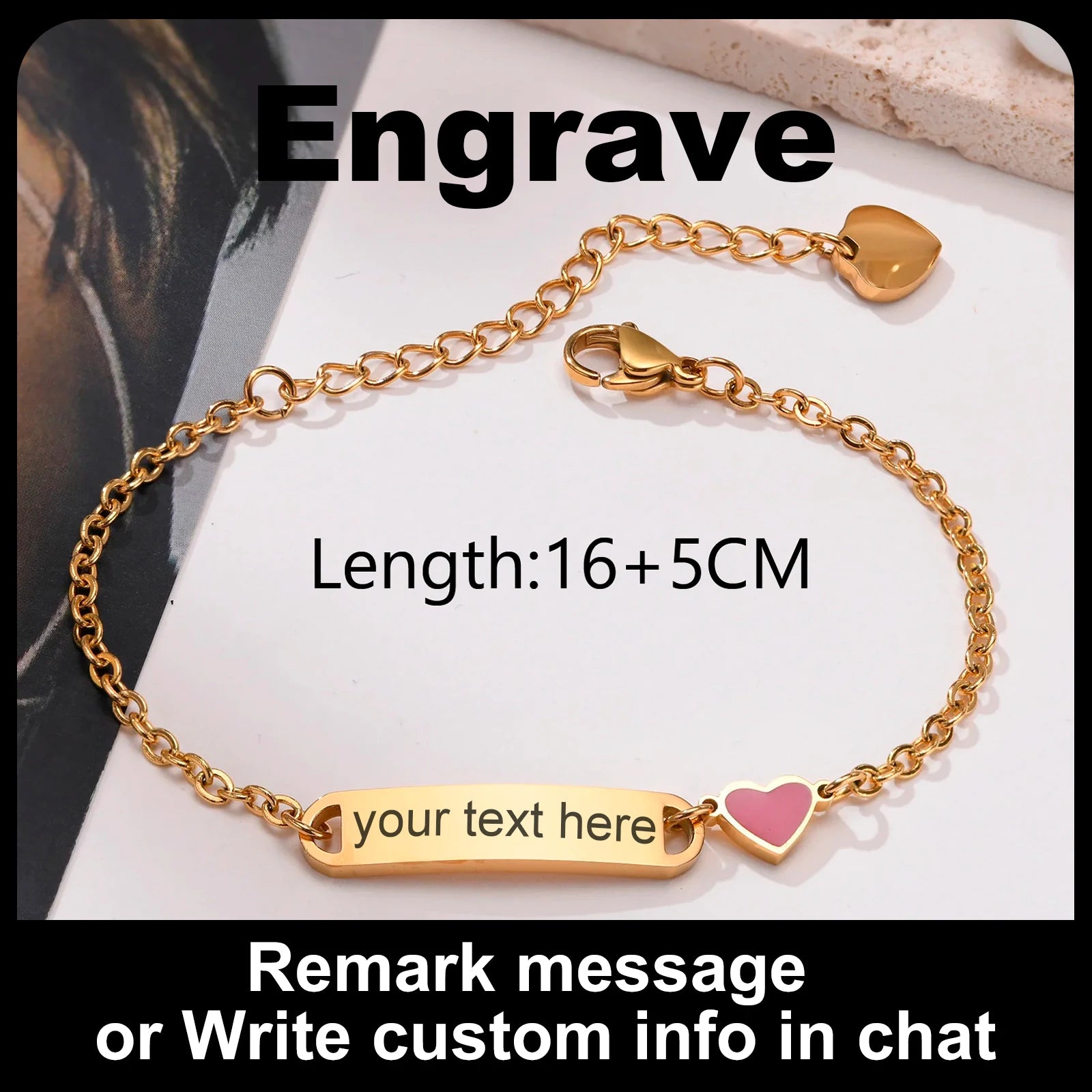 Personalisiertes Herz-Armband für kleine Mädchen/Jungen, gravierbares ID-Namensarmband, personalisiertes Edelstahlketten-Geburtstagsgeschenk
