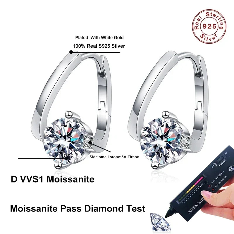 NeeTim 1 Karat Moissanit Ohrringe für Damen 925 Sterling Silber Ohrstecker Creolen Diamant Verlobung Hochzeit Edler Schmuck Geschenk