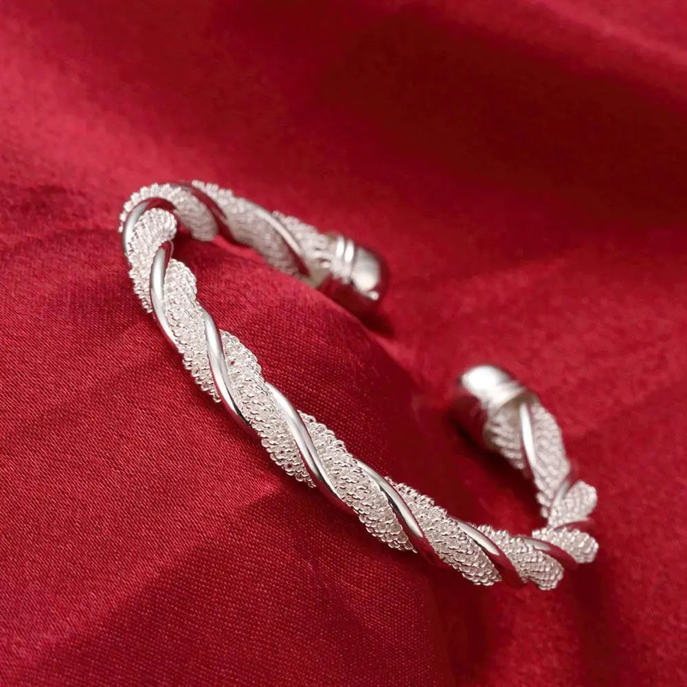 Großhandel Feine 925 Sterlingsilber Armreifen Armband Charms Herz Offen für Frauen Damen Schmuck Anpassung Manschette Hochzeitsgeschenk