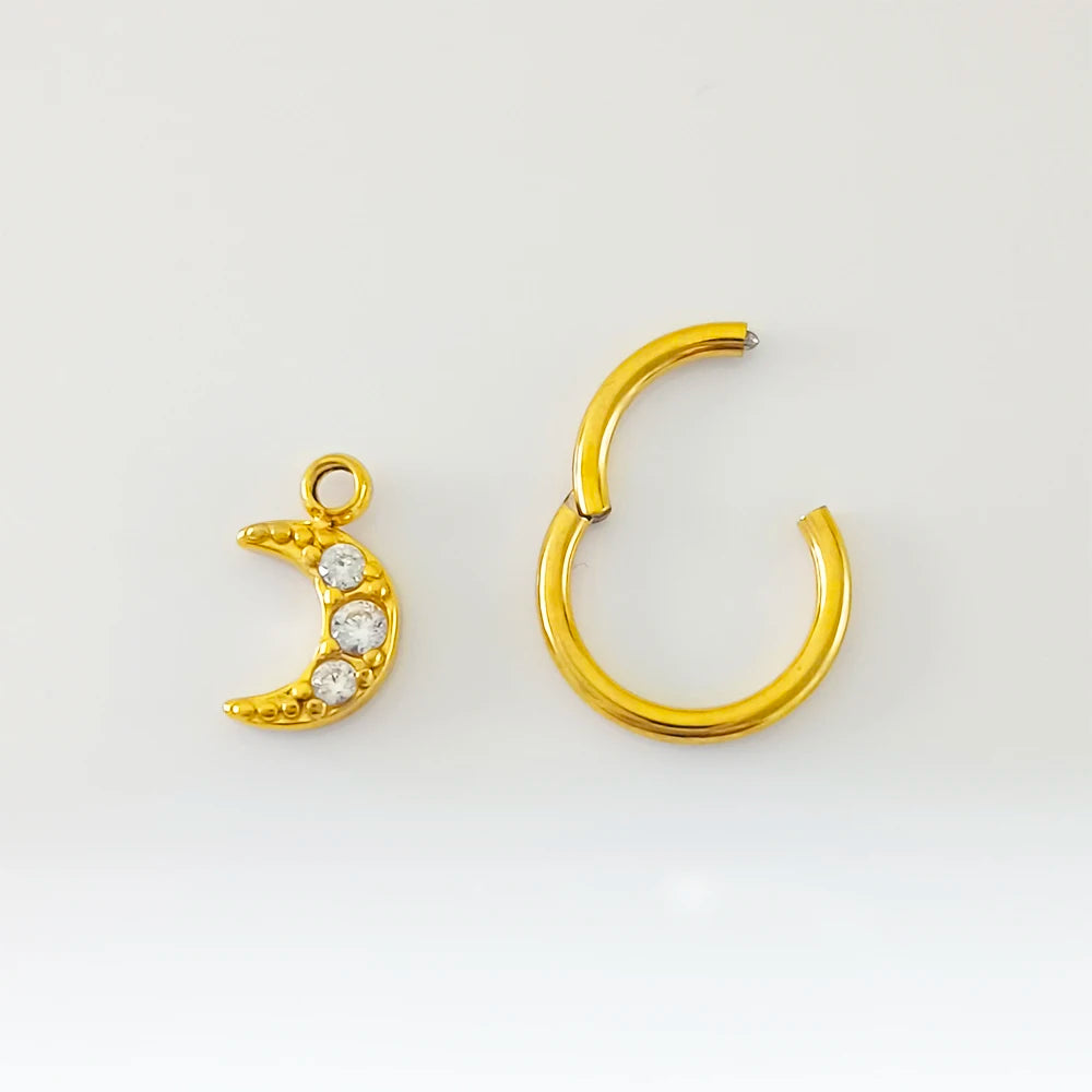 Wassertropfen Anhänger Muschelring ASTM F136 G23 Titan Piercings Mondblumen Scharniersegment Clicker Tropfen Helix Ohrringe