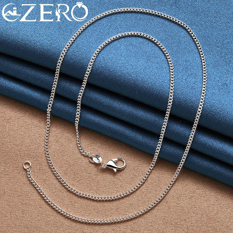 ALIZERO 40-70cm Plata de Ley 925 2mm Cadena Lateral Collar Para Mujeres Hombres Fiesta de Boda Moda Amuleto Joyería Regalo