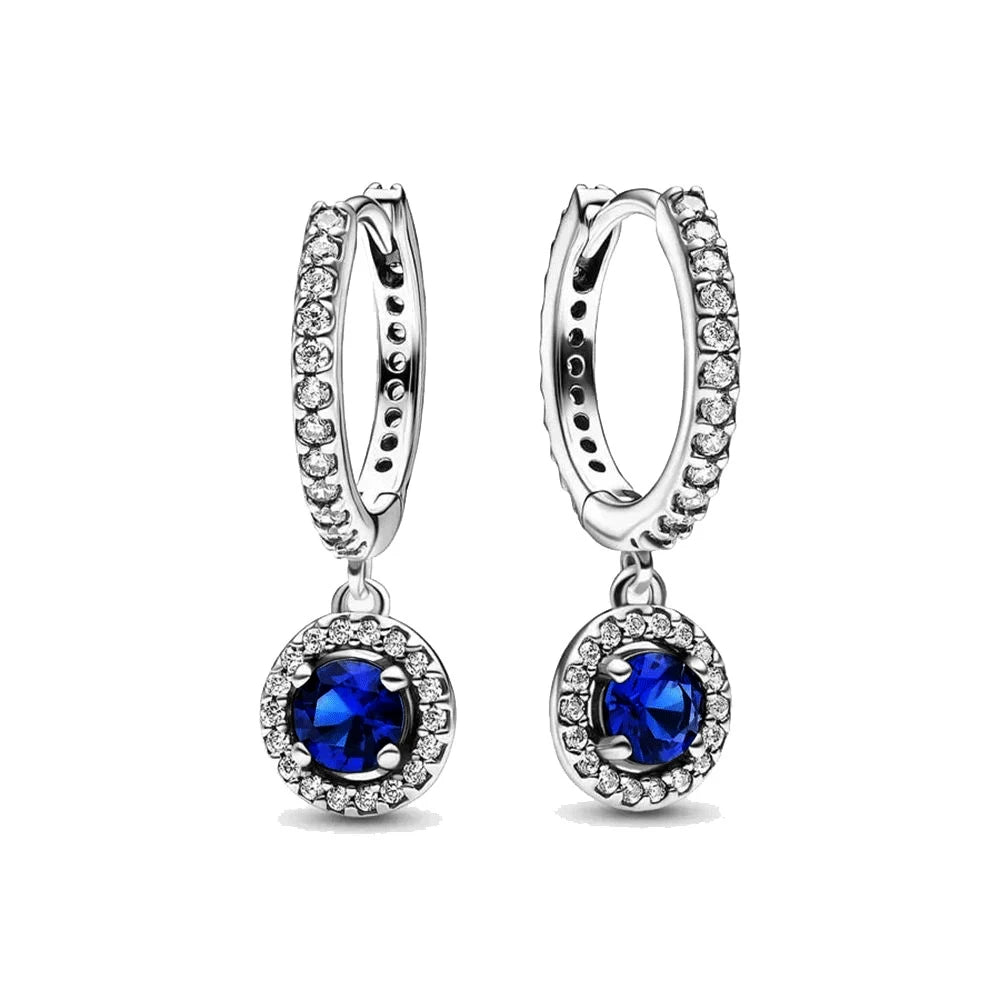Weihnachtsgeschenk Bestseller 925er Silber blauer Stein Blumen Ohrstecker passend für Damen Festival Exquisiter Charm Schmuck Geschenke