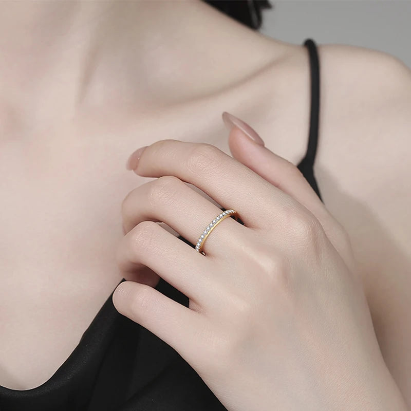 NeeTim Anillo de boda de moissanita de color completo, banda de eternidad de plata de ley 925, anillos de fiesta para mujer, anillos de novia de compromiso