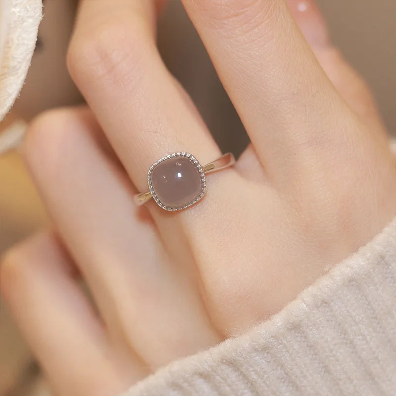 925 Sterling Silber vergoldeter Flüssiger Lava Hetian Jade Bambus Ring für Frauen Mädchen Geschenk Unregelmäßiger Vintage Schmuck Dropshipping