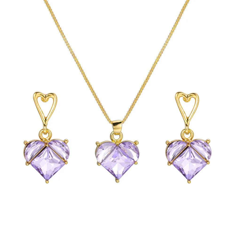Mode 3-teiliges Set Perlenschmuckset für Damen Koreanischer Herzring Anhänger Halskette Creolen Set Trendiges Elegantes Hochzeitsgeschenk