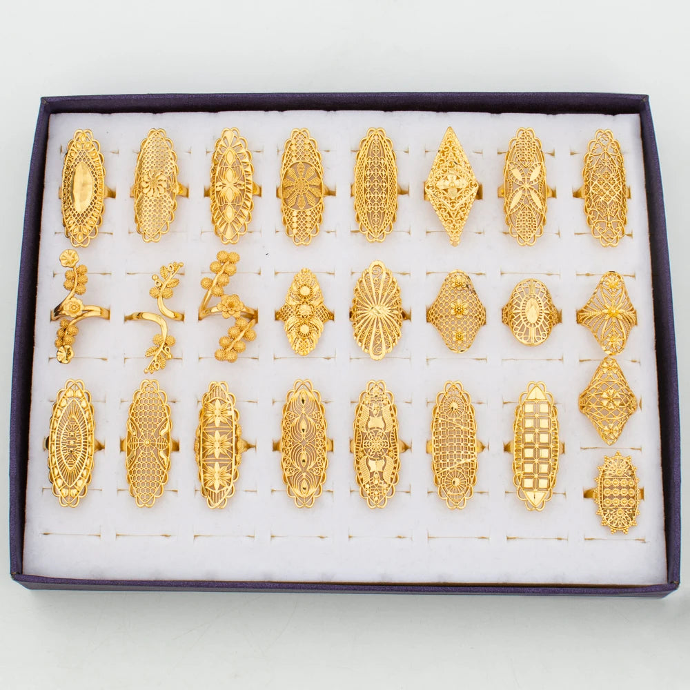 Luxuriöse 18K vergoldete Ringe Kupfer Party Frauen Verstellbare lange Ringe Mode Hochzeit Braut Runde Öffnung Damen Fingerring Geschenk
