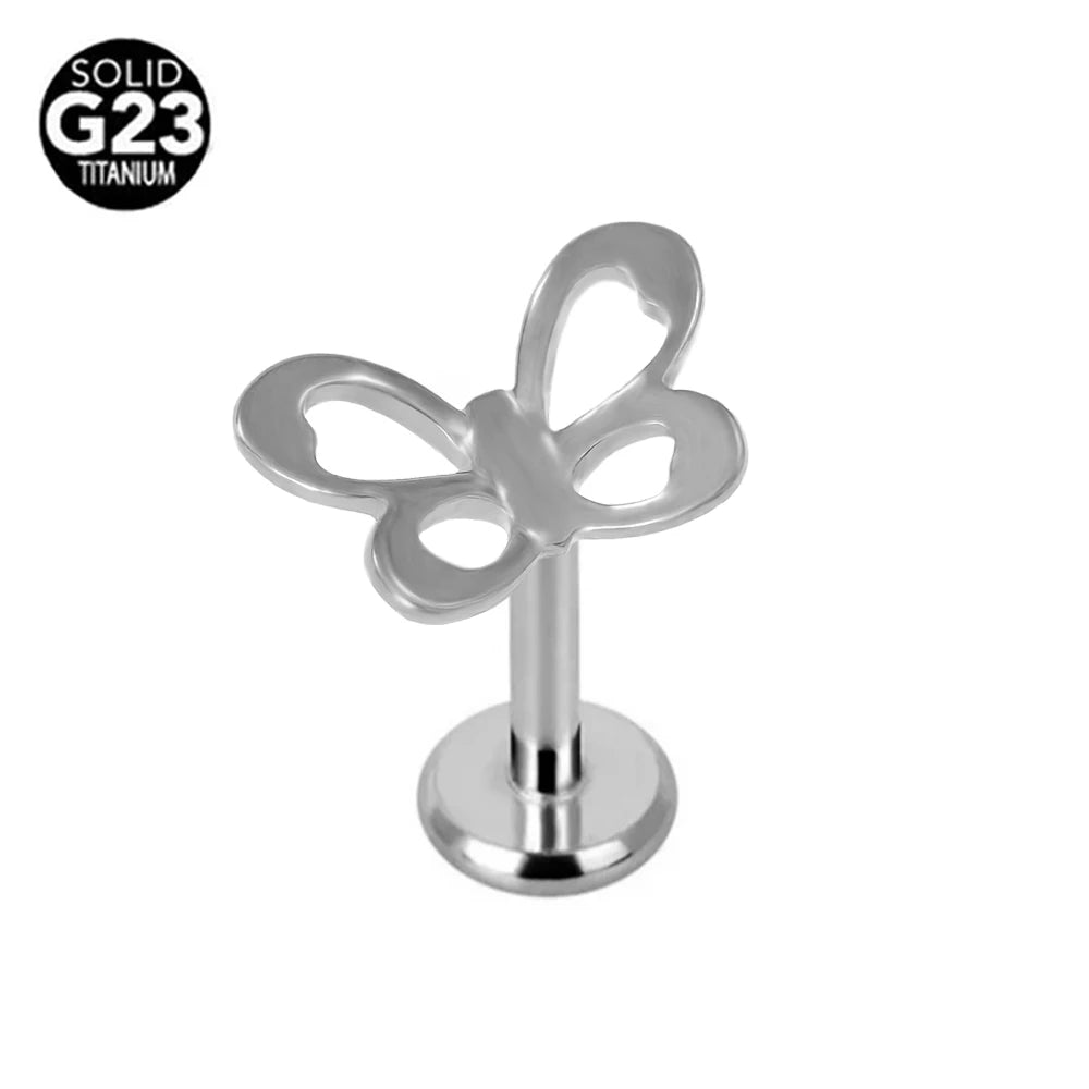 Piercing Labret G23 Titanio Serpiente Abeja Pluma 16G Rosca Interna Pendiente Cartílago Hélice Joyería Corporal