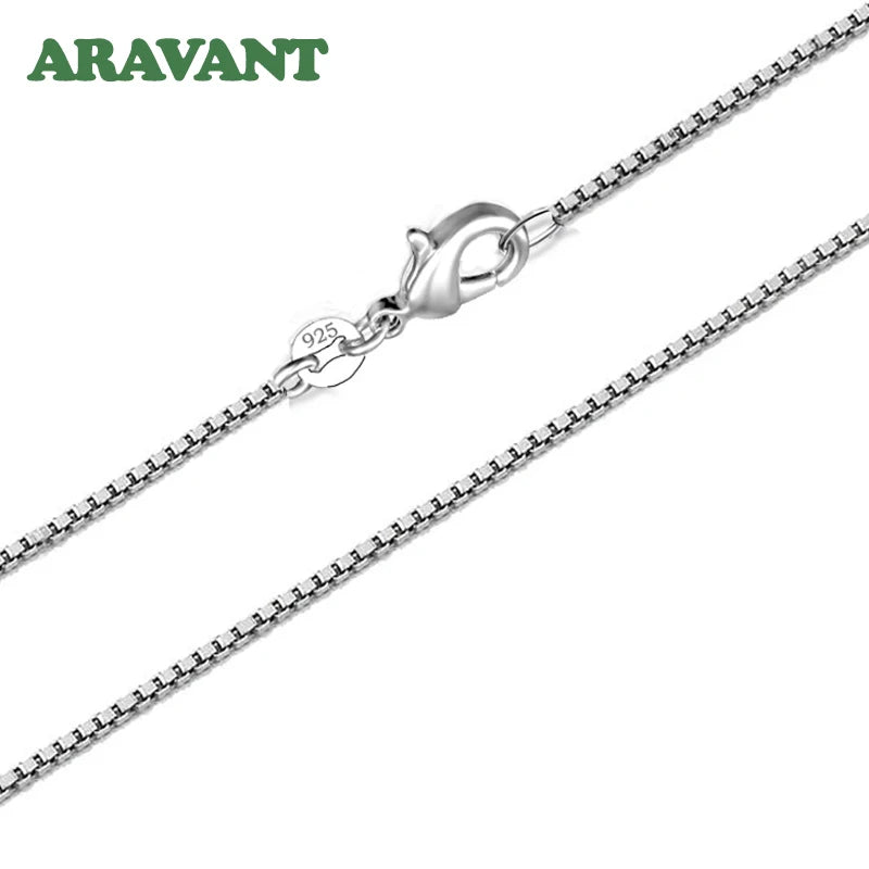 Aravant Collar de cadena de caja de plata 925 de 2 mm para mujer, joyería para fiesta de boda