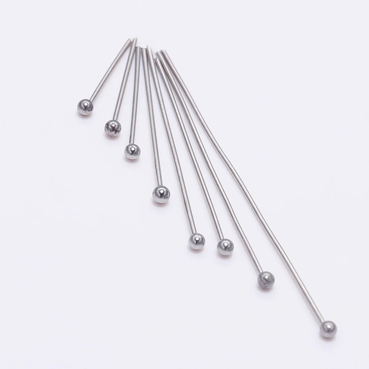 100 unidades/paquete de alfileres de cabeza de bola de acero inoxidable de 15-50 mm de color plata para hacer joyas a mano, accesorios de hallazgos de alfileres