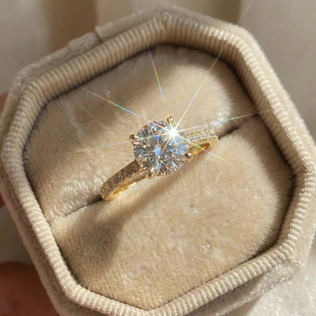 925 Sterling Silber Wunderschöne glänzende Zirkon-Rundringe für Damen Jahrestag Heirat Luxus Hochwertiger edler Schmuck Geschenk