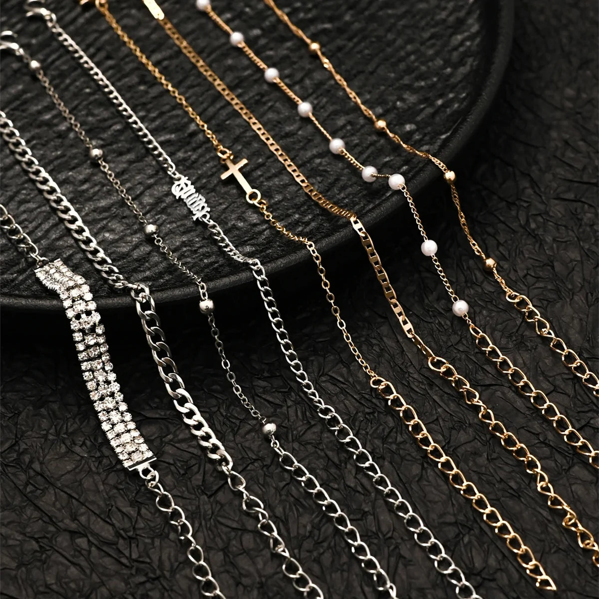 8 Stück Mode Damen Edelstahl Armband Stapelbar für Frauen, Dünnes Herribone Kettenarmband Wasserdicht Vergoldeter Schmuck