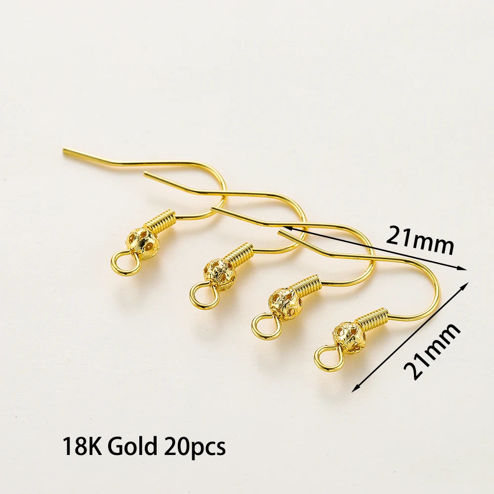 20 unidades/lote 6 estilos 14K 18K Alambres chapados en oro para pendientes con gancho para la oreja Suministros de cierres para pendientes para la fabricación de joyas DIY