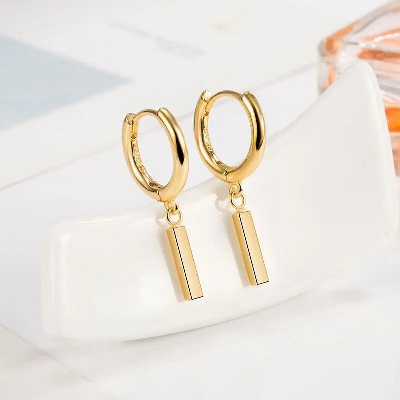 NBSAMENG Pendientes asimétricos de geometría de plata esterlina 925 para mujer, niña, oficina, simple, versátil, regalo de joyería, Dropshipping