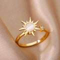 Exaggerated Sun Rings For Women Gold Color Stainless Steel Sun Adjustable Ring Fashion Anniversary Party Lucky Jewelry Gift