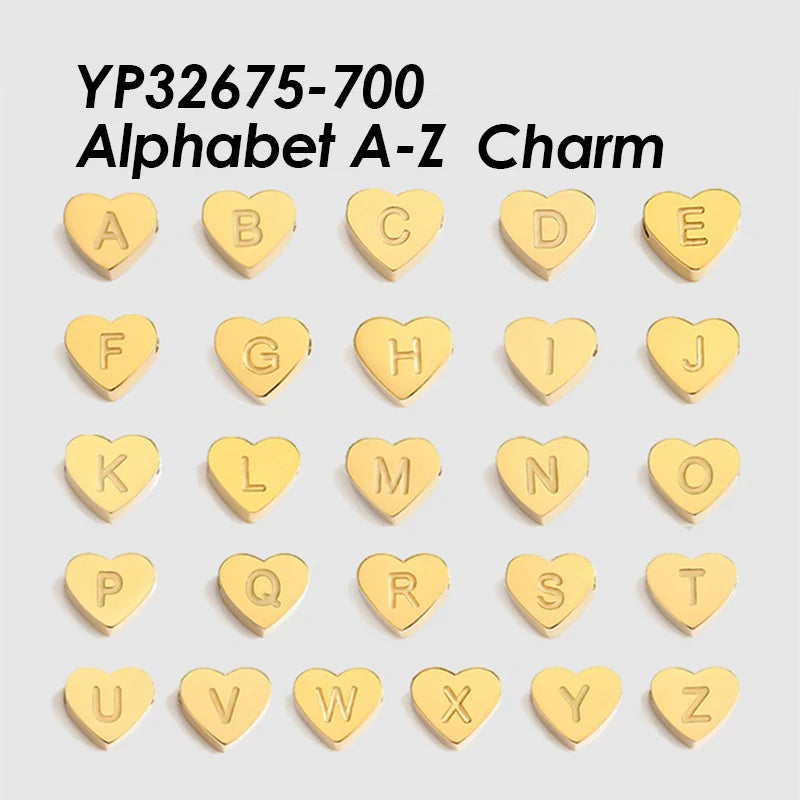 Anfänglicher Name Herzform Anhänger für Halsketten 316L Edelstahl Halskette für Damen Armband Ohrringe Schmuckherstellung