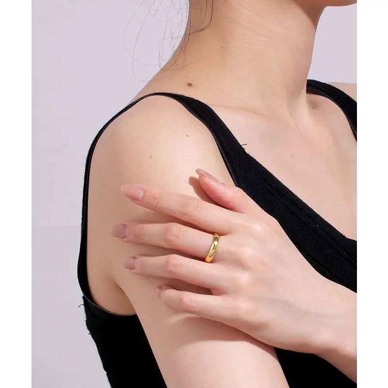 Ring aus 925er Sterlingsilber, goldfarben, modisch, klassisch, schlicht, für Damen, als Paar-, Ehering, Verlobungsring, Party-Schmuckgeschenk