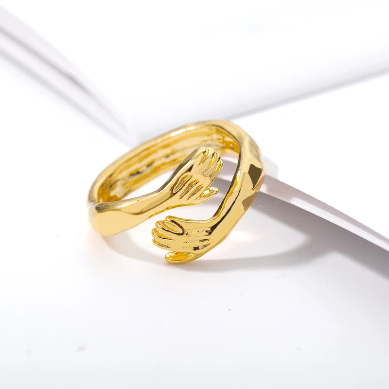 Anillos Góticos de Manos Entrelazadas para Mujeres Hombres, Anillo Ajustable de Manos Abiertas, Joyería Vintage para Fiestas, Bodas, Parejas, Anillos, Bague