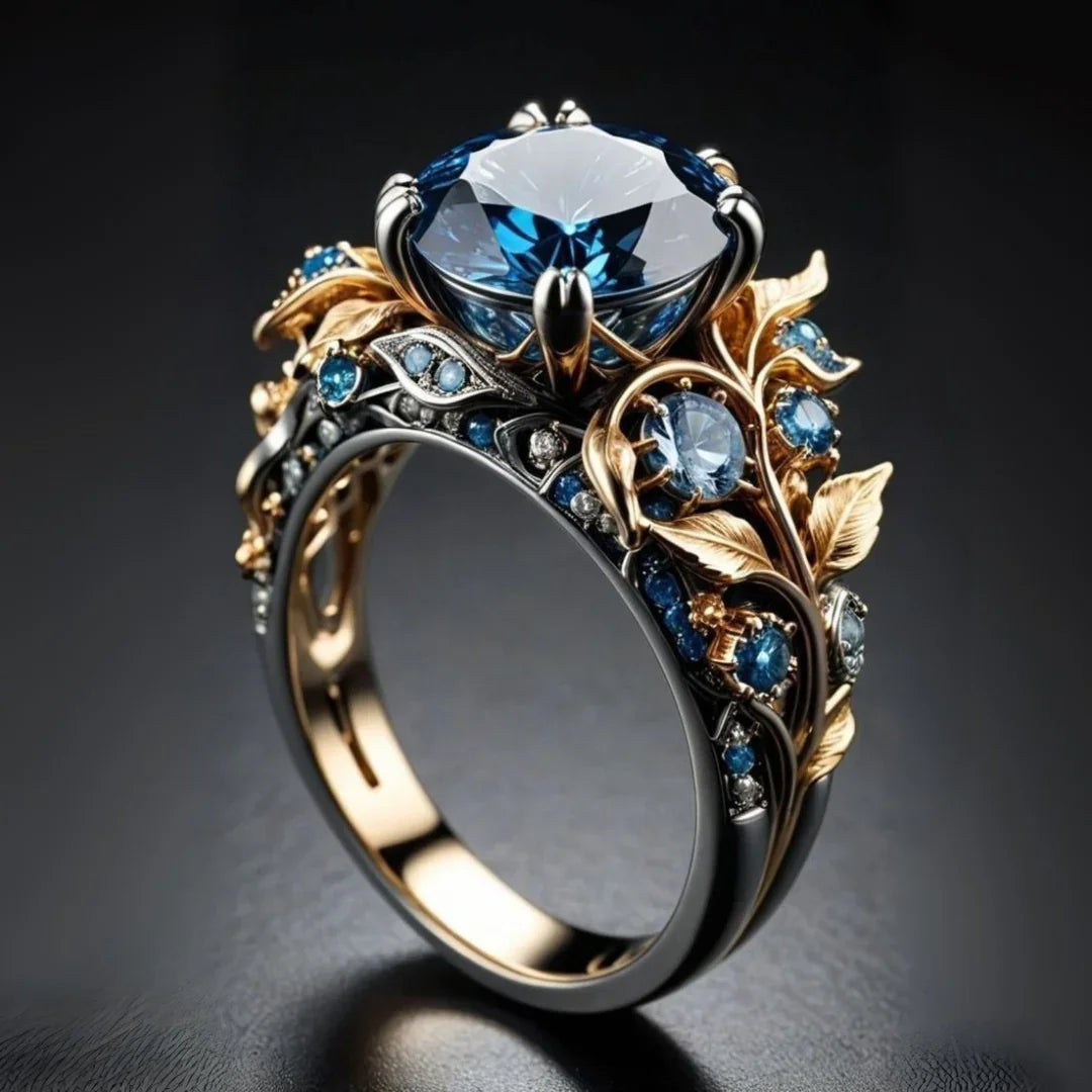 Modischer minimalistischer zweifarbiger Zirkonring mit Intarsien für Damen, Geburtstagsparty-Schmuck, individueller Schmuck