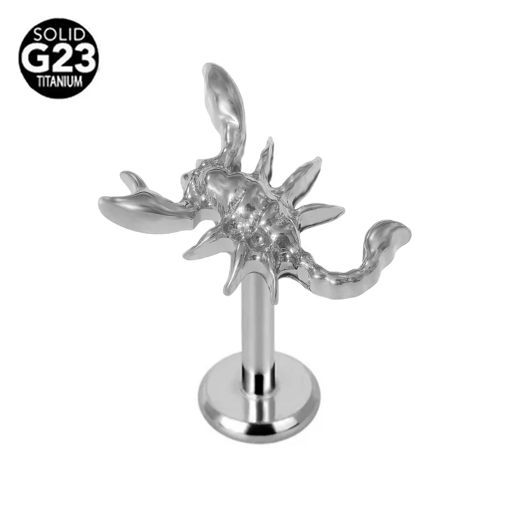 Piercing Labret G23 Titanio Serpiente Abeja Pluma 16G Rosca Interna Pendiente Cartílago Hélice Joyería Corporal