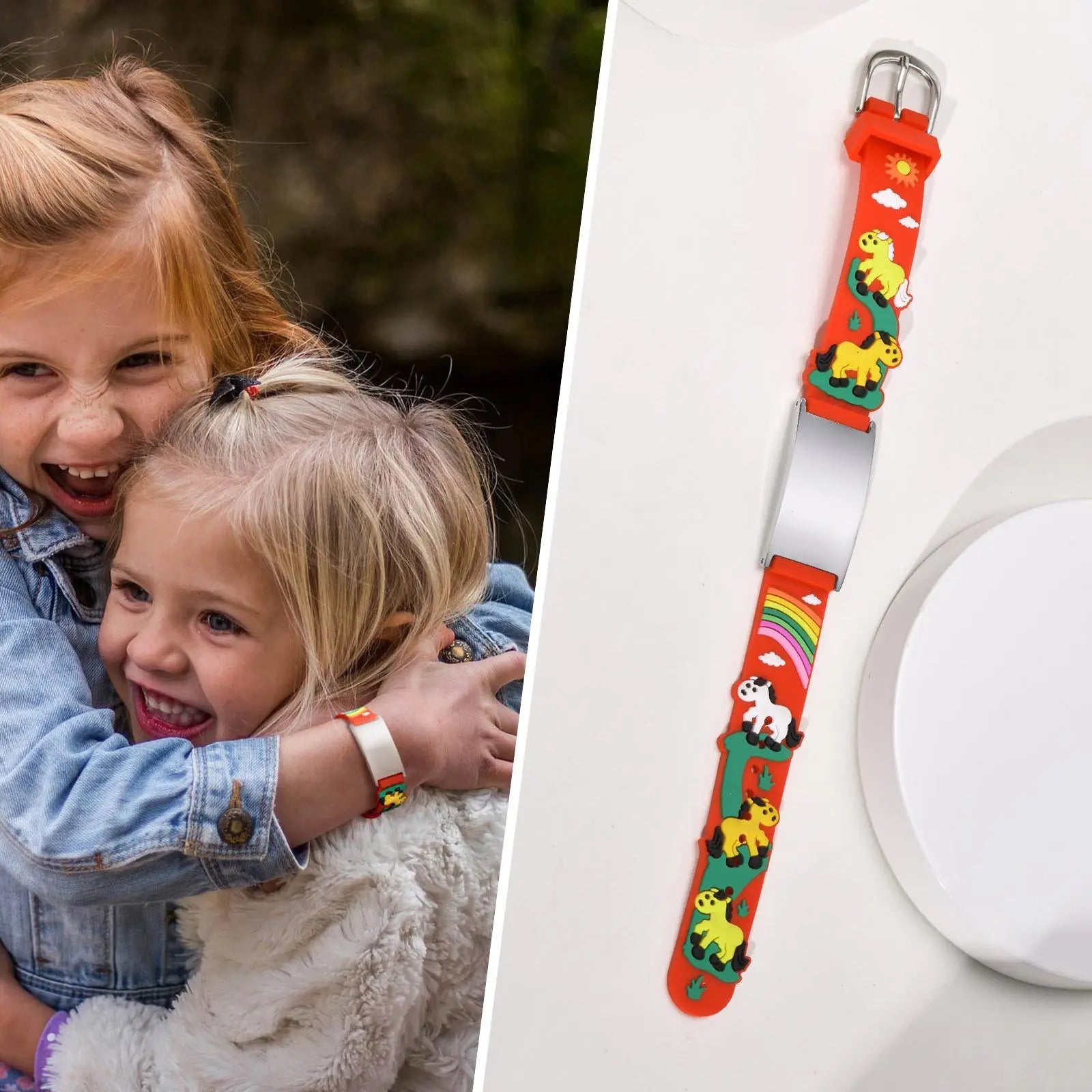 Personalisiertes Ausweiskettchen für kleine Mädchen und Jungen, Silikonarmband verstellbar, Gravierte Zitate Inspirierendes Geschenk