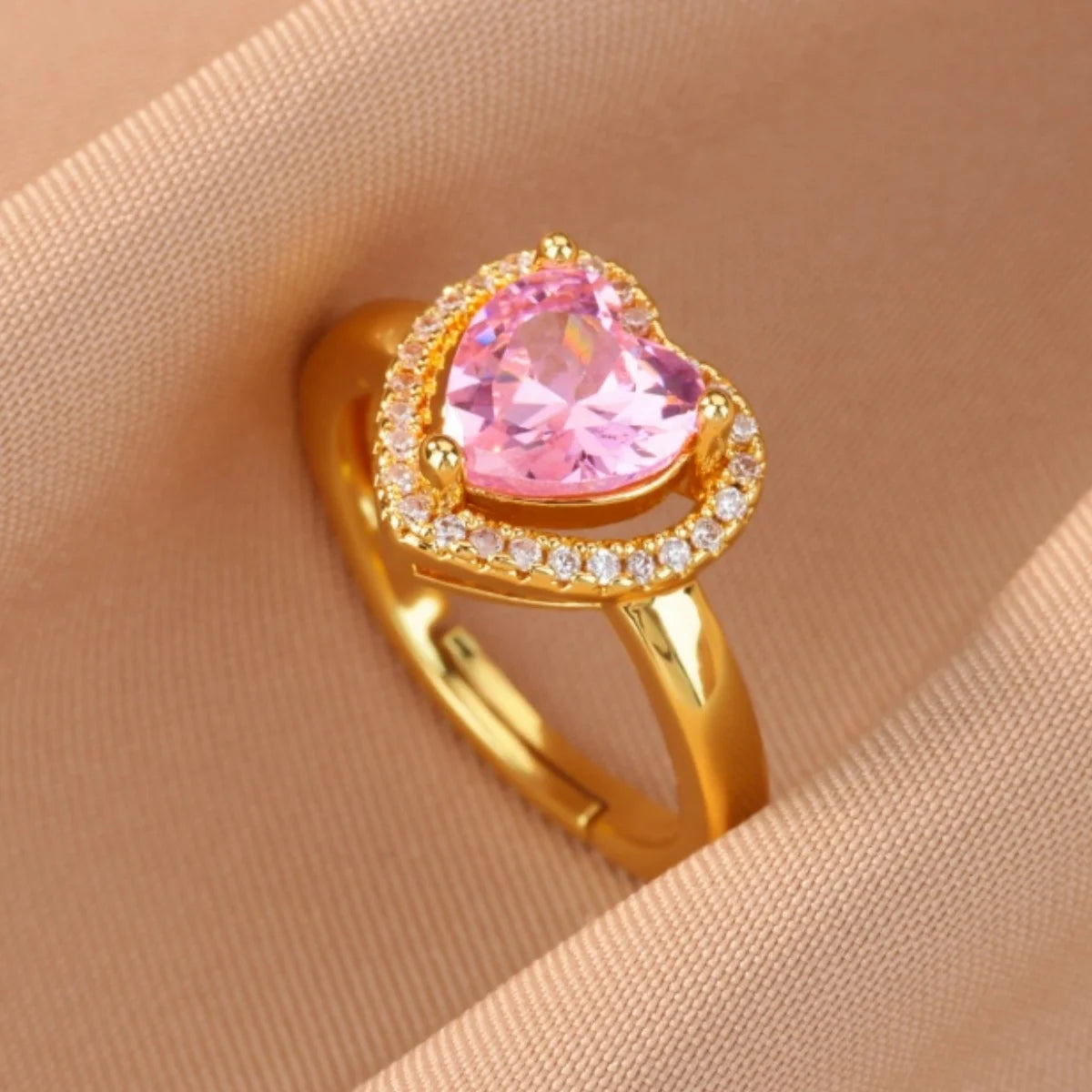 Bunter Zirkonia-Ring für Damen, Edelstahl, goldfarben, offener Ring, Vintage-Boho-Hochzeitsfeier-Schmuck, Geschenk-Accessoires
