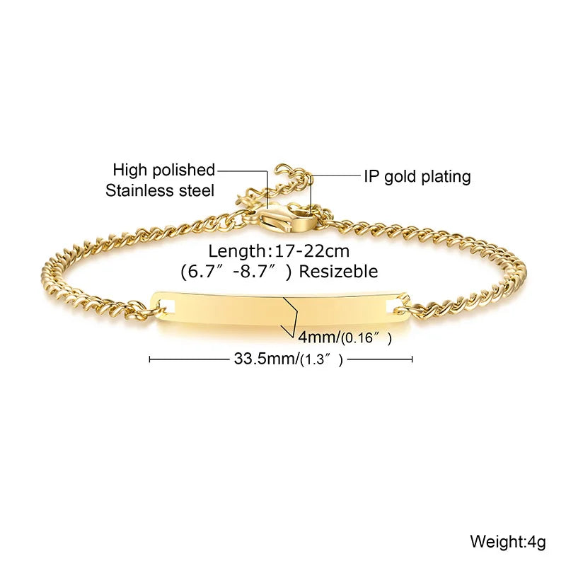 Vnox Minimalistische personalisierte gravierbare Edelstahl-dünne Armbänder für Frauen, Damen, individuelle Freundschafts-, Brautjungfern-Geschenke, Schmuck