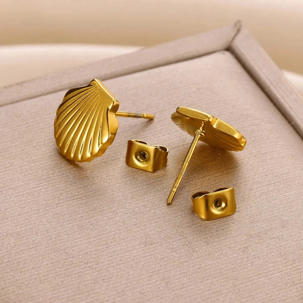 Edelstahl Muschelstecker Ohrring für Damen Goldfarbe Vintage Muschel Piercing Ohrring 2024 Trend Großhandel Ozean Schmuck Geschenk