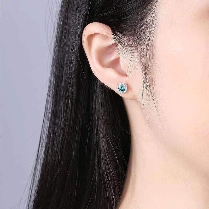 NeeTim Pendientes de Moissanita para Mujer Plata de Ley 925 Pendientes de Moissanita Brillantes Verdes Azules Rosas Rojos Negros Azules