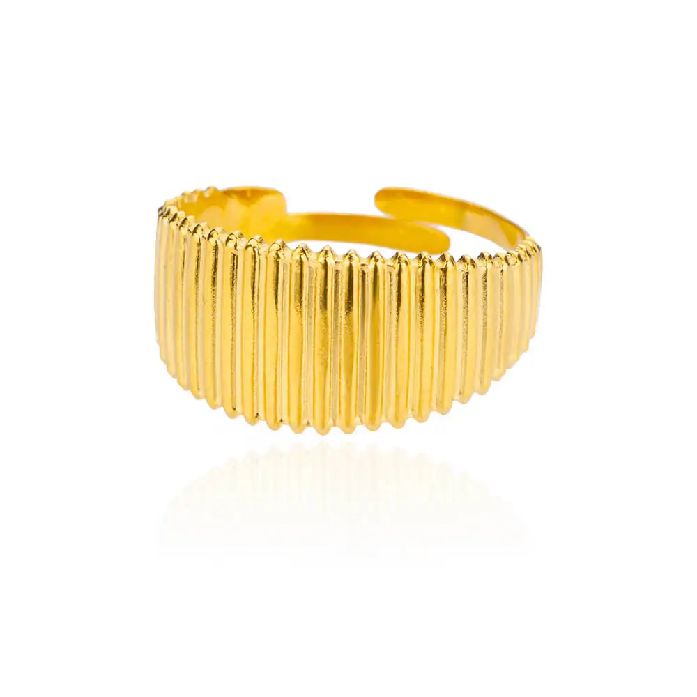 Edelstahl Runde Ringe Für Frauen Zirkon Geometrische Goldfarbe Kristall Ring Ästhetische Hochzeit Party Schmuck Geschenk Bague Femme