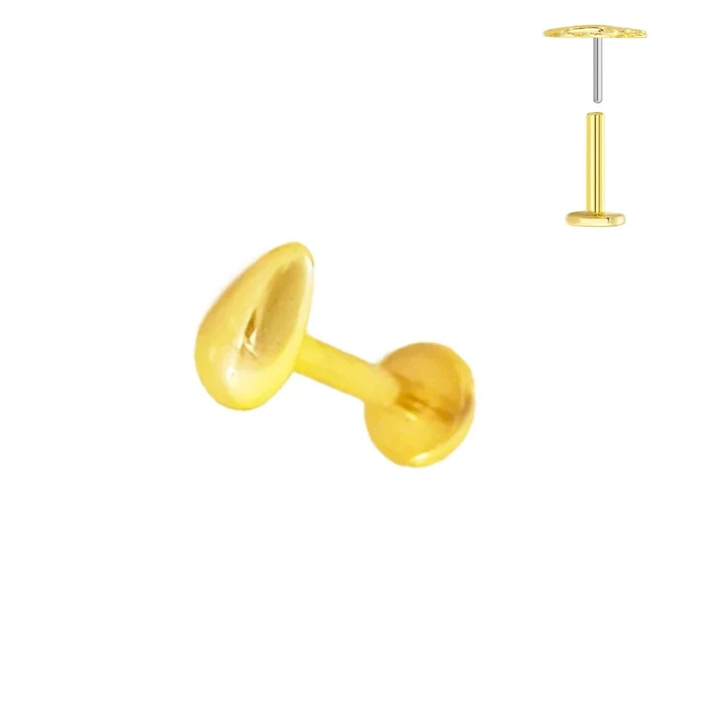 G23 Flores de titanio Labret de empuje 16G 18G 20G Piercing de mariposa para labios sin rosca con forma de gota de agua, arete para tragus, joyería corporal