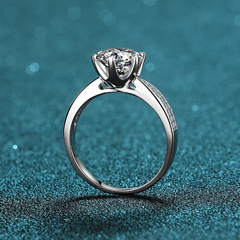 NeeTim 0.5ct 1ct Moissanit Verlobungsring Damen Antragsringe S925 Sterlingsilber Weißgold Plattiert Ehering