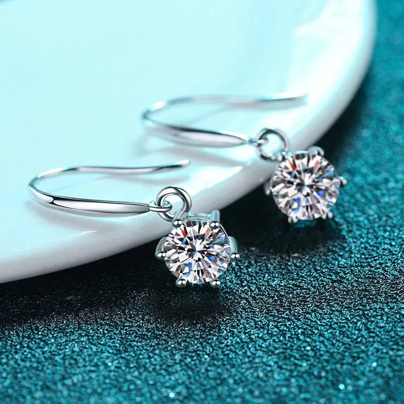 NeeTim 1ct 6.5mm Moissanit Hängeohrringe für Damen Original Hochzeits-Weihnachtsgeschenk S925 Sterling Silber Creolen Großhandel