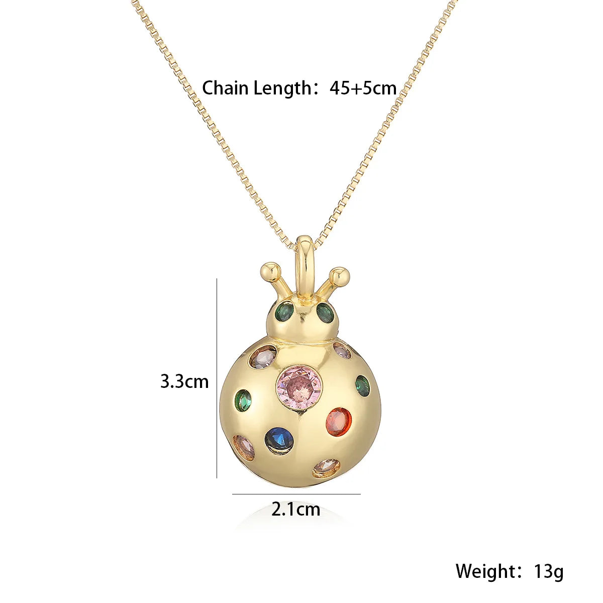NEWBUY 2025 New Arrival Gold Color Delicate Ladybug Pendant Necklaces For Women AAA Cubic Zirconia Copper Jewelry Gift